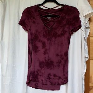 Tie dye tee with cross strap detail